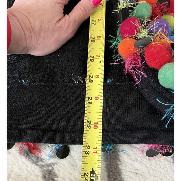 DESIGN OPTIONS By Philip & Jane Gordon Colorful Pom Pom Sweater Cardigan XL NWT - Picture 13 of 13